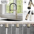 thumbnail image 3 of STYLISH Single Handle Brushed Gold with Black Spout Hose Pull Out Three Modes Kitchen Faucet, 3 of 9