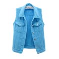 thumbnail image 1 of Denim Vest for Women Plus Size Casual Button Down Solid Color Ripped Crop Jacket Vest Waistcoat Streetwear, 1 of 6