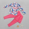 thumbnail image 2 of Zwiiyzr 2025 Filles Enfants Maillot de Bain 2 Pcs Imprimé Floral Haut anti-UV à Manches Longues et Pantalon Long avec Jupe Combinaison anti-UV Protection Uv Tenue de Plage Maillot de Bain 3-11 Ans Bleu, 2 of 7