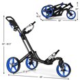 thumbnail image 2 of Gymax Chariot de Golf Pliable à 3 Roues à Pousser et Tirer avec Poignée Réglable Frein Bleu, 2 of 10