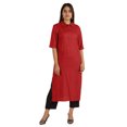 thumbnail image 4 of Moomaya Solid Rayon Kurta For Women bell Sleeve Drawstring Neck Long Ethnic Kurti, 4 of 7