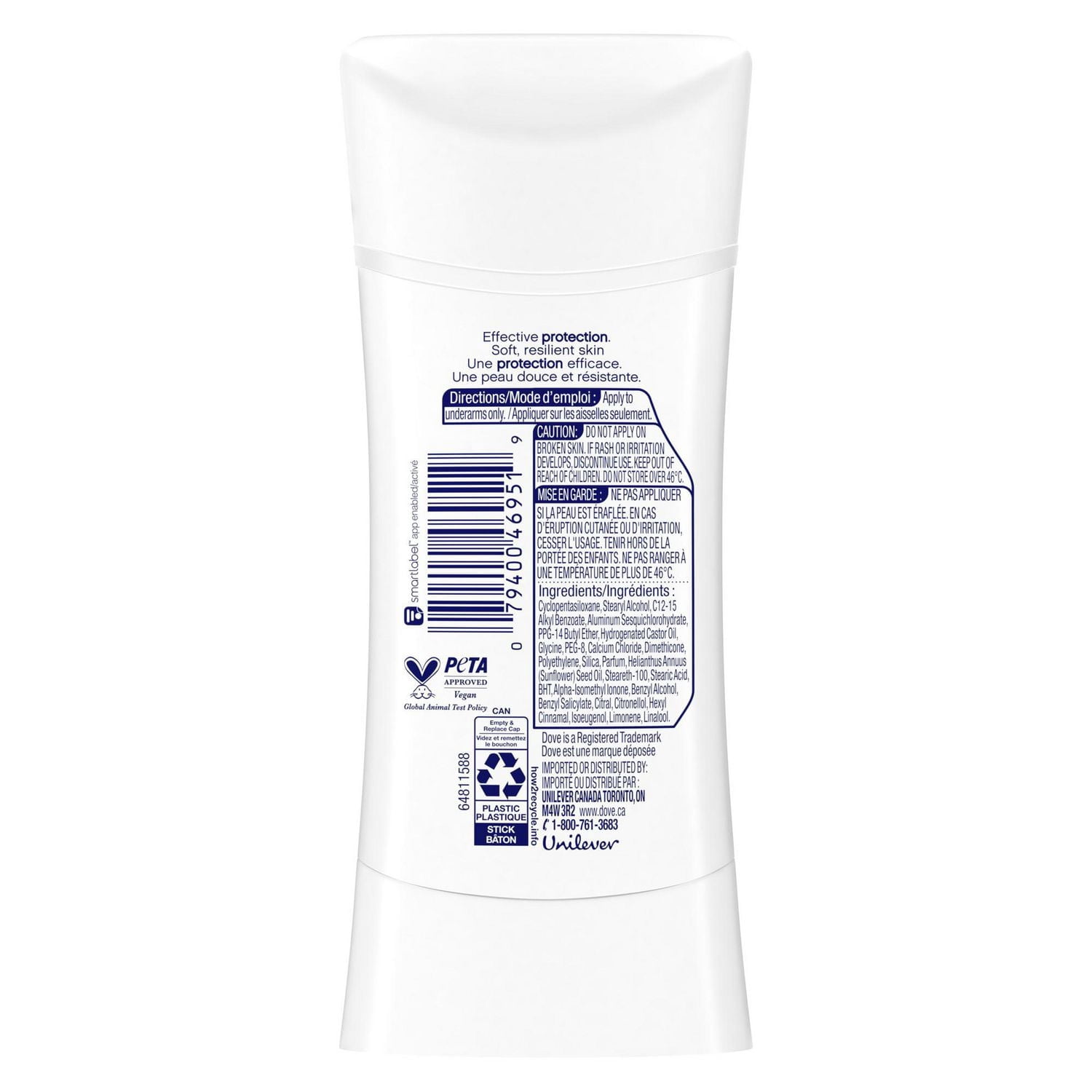 Dove Soin Avancé Désodorisant Antisudorifique en Bâton Parfum de Fleur de Lotus, 74 g