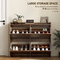 thumbnail image 4 of HOMCOM 4 Flip Drawer Shoe Cabinet, Slim Shoe Storage Cabinet, Rustic Brown, 4 of 10