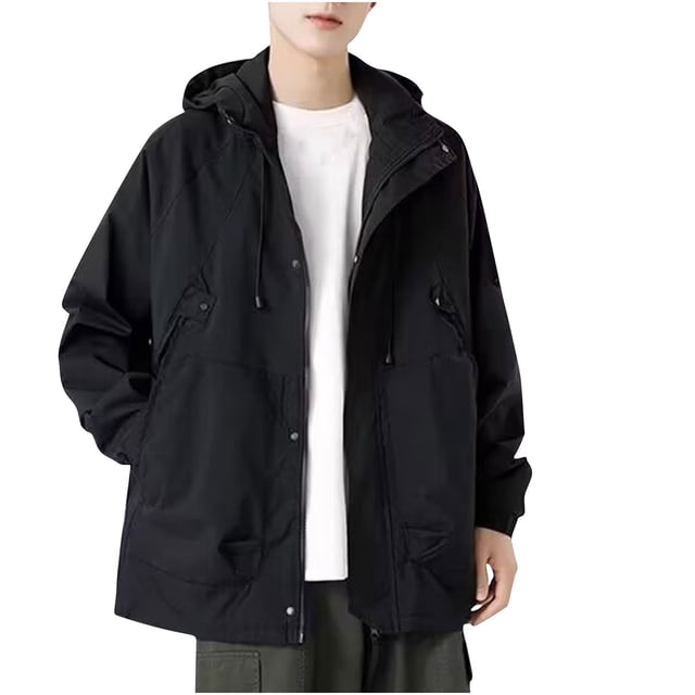 NJDVHB Trench Coats for Men Outdoor Mountaineering And Riding Windproof Work Coat,Black,M