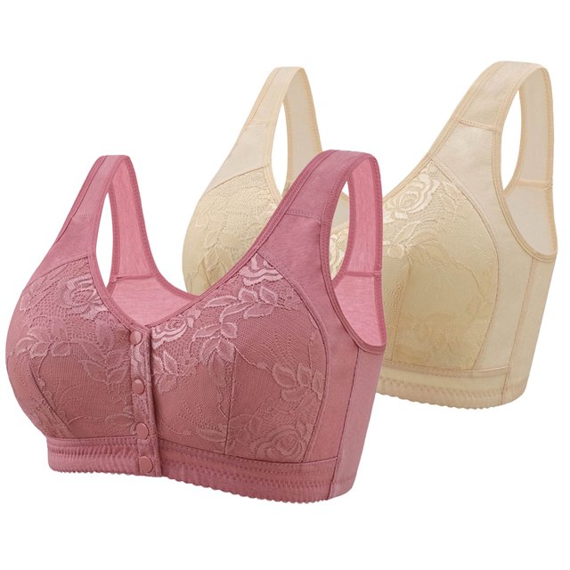 biudgviw Front Closure Bras for Women 2 Pc Wireless Push up Full Coverage Plus Size Bras Supportive Everyday Bralettes