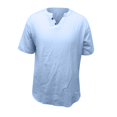 thumbnail image 4 of Plebaso T-Shirts pour Hommes en Coton et Lin à Col Rond, à Boutons, T-Shirts Décontractés, Unis, à Manches Courtes, Légers, Hauts de Plage, 4 of 7