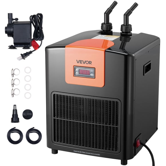VEVOR Refroidisseur d'Aquarium 92 Gallons, Refroidisseur d'Eau 1/4 HP pour Hydroponie, Refroidissement Rapide pour Aquarium, Axolotl, Récif Corallien, Compresseur de Réfrigération Silencieux, Évaporateur en Titane, Raccords Complets