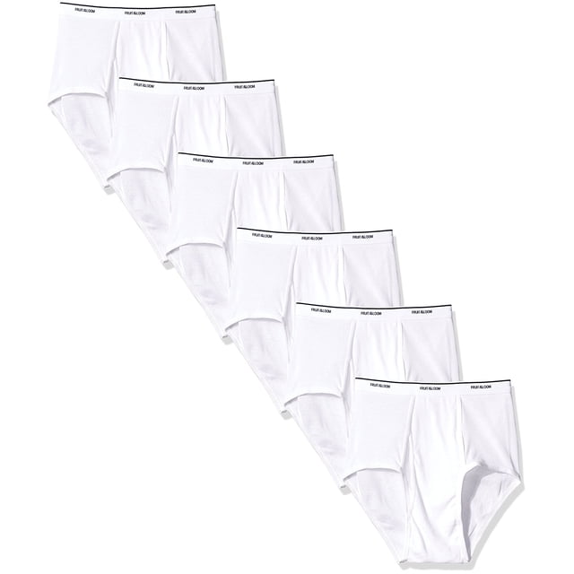 Fruit Of The Loom Mens Extended Sizes Classic White Brief - 6 Pack, 2XL, White,