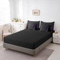 thumbnail image 4 of YST 7 Piece Geometry Bed in a Bag, Black Abstract Plaid Cushion Covers, Purple Square Pattern Bedding Set, King, 4 of 5