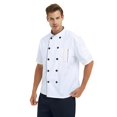 thumbnail image 3 of TOPTIE Manteau de Chef Unisexe à Manches Courtes, Blanc, 3 of 8