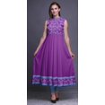 thumbnail image 2 of Bimba Robe Anarkali Océan Violet Col Mandarin Sans Manches Kurtis pour Femmes Imprimé Robe Maxi Moyen, 2 of 6