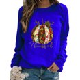 thumbnail image 1 of Innerwin L'action de Grâce Tops Citrouille Impression Femmes T-Shirt Parti Cou Ample Shirt Bleu L, 1 of 2