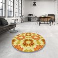 thumbnail image 4 of Ahgly Company Tapis d'Intérieur Ronds Transitionnels Lavables à la Machine, Orange Néon, 7 Pieds Rond, 4 of 7