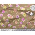 thumbnail image 3 of Soimoi Brown Rayon Fabric Leaves & Grandiflora Roses Floral Printed Craft Fabric by the Yard 56 Inch Wide, 3 of 5
