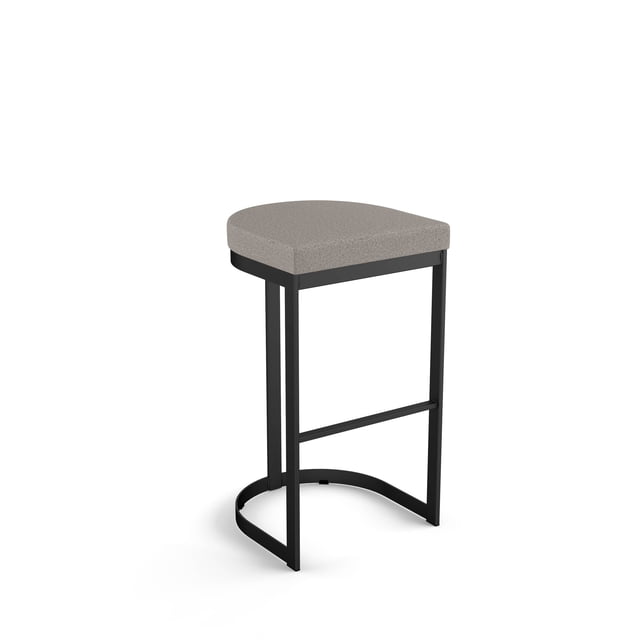 Amisco Lester 26 in. Counter Stool - Grey and Beige Polyurethane / Black Metal