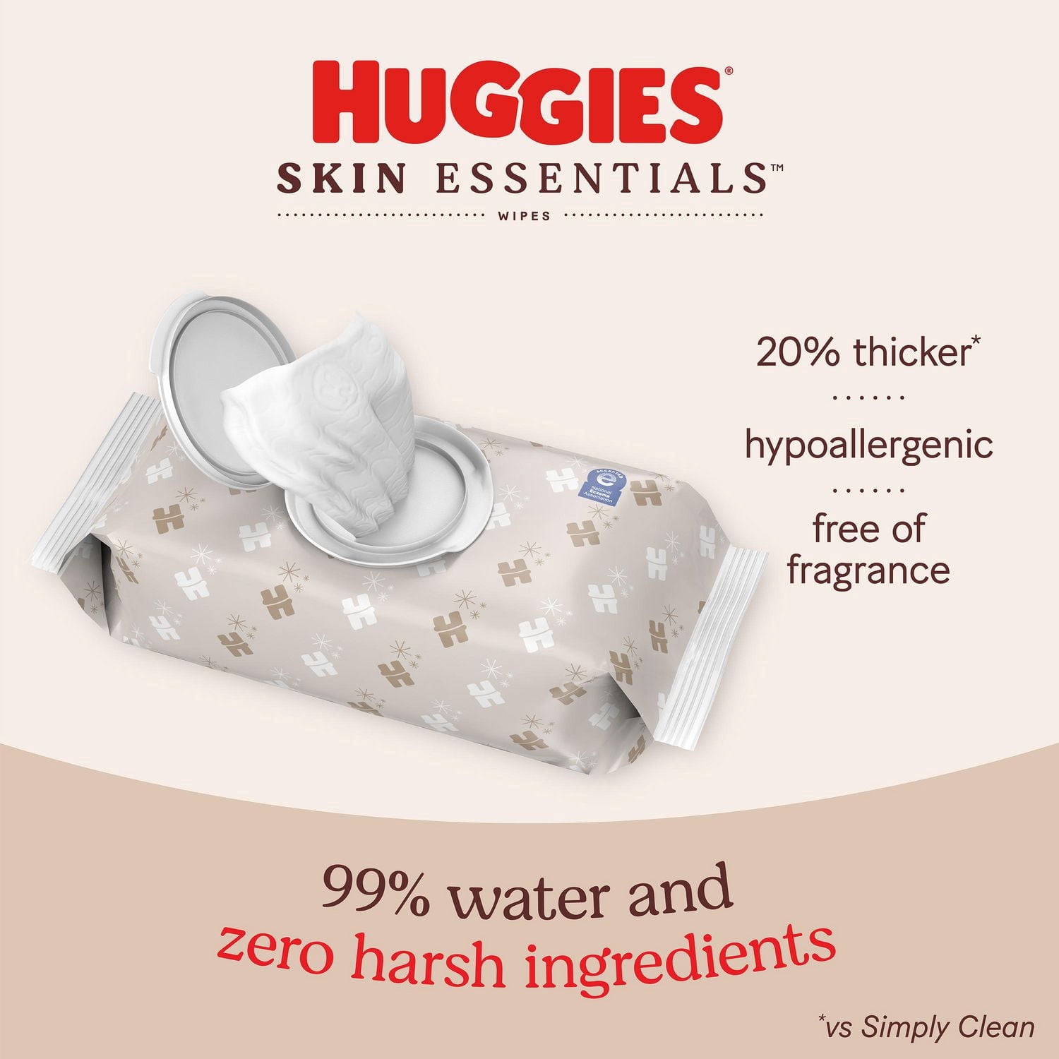Lingettes pour bébés Huggies Skin Essentials, 2 emballages à couvercle rabattable (112 lingettes)