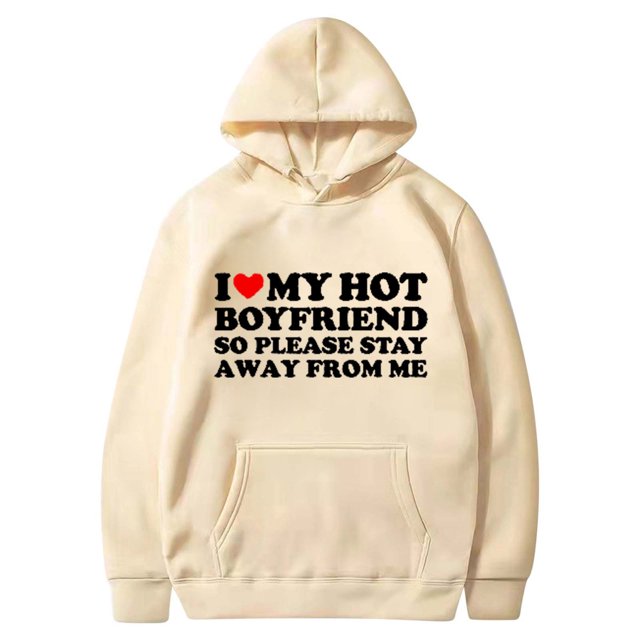 Penkiiy Chandail à Capuche Unisexe pour Hommes, Imprimé Saint-Valentin, Beige