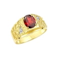thumbnail image 4 of RYLOS Men's Rings Yellow Gold Plated Silver Designer Nugget Ring Oval 9X7MM Gemstone &  Diamonds  Garnet Birthstone Rings For Man Size 11, 4 of 7