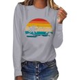 thumbnail image 4 of CEHVOM Mode Femmes Printemps Imprimé Manches Longues Col Rond Casual Tee Tops Dégagement, 4 of 5