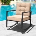 thumbnail image 4 of Costway Patio Rattan Rocker Chair Outdoor Glider Rocking Chair Cushion Lawn, Black Black+Beige, 4 of 10