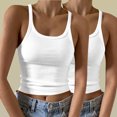 thumbnail image 2 of Timegard Camisoles 2 Pcs pour Femmes Col Rond Côtelé Sans Manches Ajusté Court Haut Décontracté Sortie Camis, 2 of 6