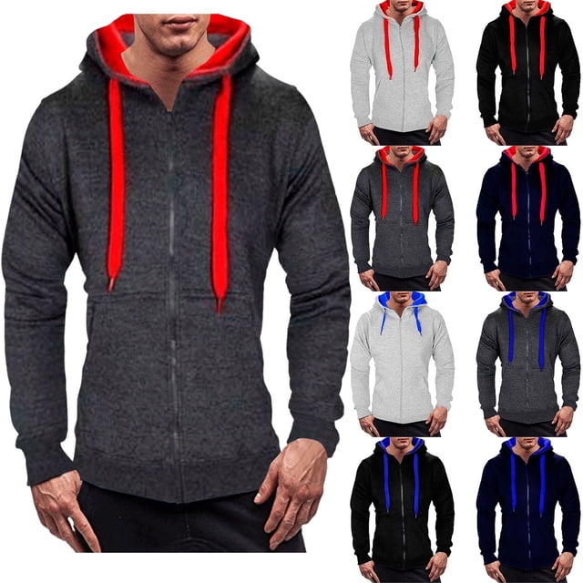 Sentmoon Men's Fashion Hoodies & Sweatshirts Oversized Drawstring Men's Sweatshirt Long Sleeve Color Block Loose with Pockets Stretchy Men Fall Clothes Winter Casual for City Sightseeing XXXL