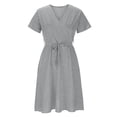 thumbnail image 4 of Cathalem Womens Summer Dress Loose Short Sleeve Crew Neck Ribbed Dresses,Blue XXXL, 4 of 4