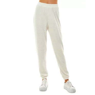 Ultra Flirt Womens Juniors’ Teddy Jogger Pants, White, X-Large