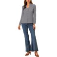 thumbnail image 2 of INSPIRE CHIC Chemise Élégante à Manches Longues Col en V pour Femmes, Gris, 2 of 6