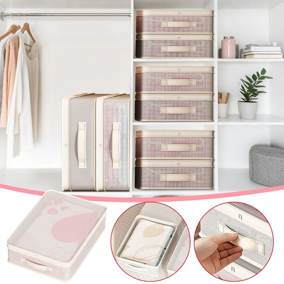 Under Bed Storage Bags with Handles Transparent Mesh Wardrobe Organizer for Blankets