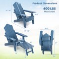 thumbnail image 3 of Costway Patio Adirondack Chair All-Weather HIPS Lounge Chair with Retractable Footrest Navy, 3 of 10