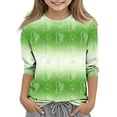 thumbnail image 1 of Tauxra Chandail de la Saint-Patrick pour Adultes, Chandail à Col Rond Imprimé à Manches 3/4, T-Shirt Décontracté à Manches Longues avec Graphique de Trèfle pour Activités Festives, 1 of 6