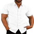 thumbnail image 1 of Mens Linen Button Up Casual Short Sleeve Slim Fit Shirts, 1 of 6