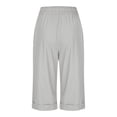 thumbnail image 5 of Summer Clearance 2025! Womens Plus Size Pants,Women Solid Color High Waisted Elastic Drawstring With Pocket Cotton And Linen Five Quarter Pants, 5 of 5