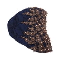 thumbnail image 3 of Turban Head Wraps, Vintage Embroidered Hair Turbans Soft Lace Material  For Women For Daily Use For Gift Dark Blue, 3 of 8