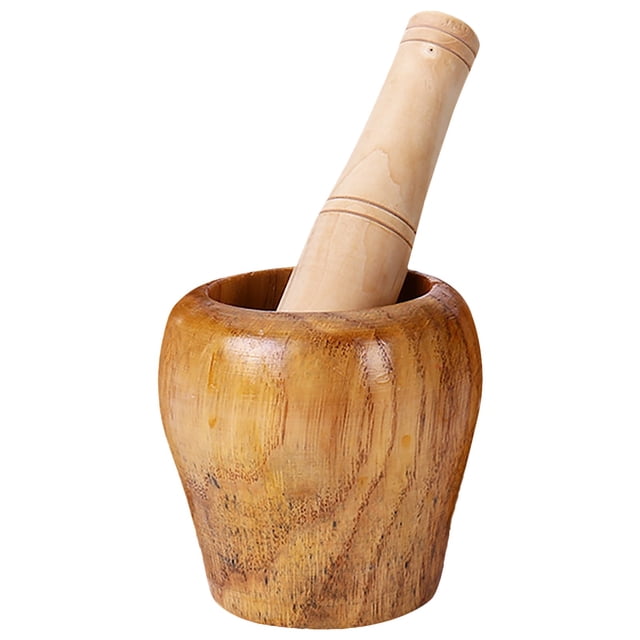 Solid Wood Mortar & Pestle Set for Grinding Spices & Herbs