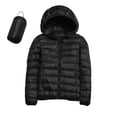 thumbnail image 2 of Packable down Jacket, Lightweight Hooded Puffer, White Duck down Coat Black Xl , Coat, 2 of 5