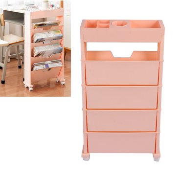 Mobile Bookcase Large Capacity Storage Shelf for Classroom Bedroom, Strong Construction Tilted Design, Universal Wheels, Easy to Assemble