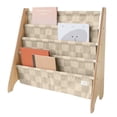 thumbnail image 2 of 3 Sprouts Recycled Fabric Kids Book Rack Storage Bookshelf Organizer in Beige Checkerboard for Ages 3+, 2 of 4