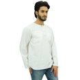 thumbnail image 2 of Atasi Kurta pour Homme à Col Rond en Coton, Manches Retroussables, Chemise Blanche - XX-Grand, 2 of 7