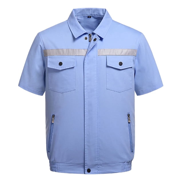 Summer Air Cooling Fan Reflective Strip Short Sleeve Jacket Working Top Coat