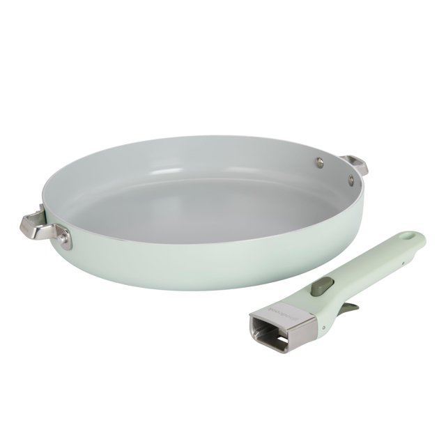 GoodCook Ceramic Frying Pan Skillet with Removable Handle, Induction Compatible, Nonstick and Oven Safe, 12-Inch, Sage Green
