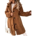 thumbnail image 1 of Innerwin Veste Sherpa à Manches Longues pour Femmes, Manteau Chaud en Polaire à Col Rabattu, Marron 4TG, 1 of 3