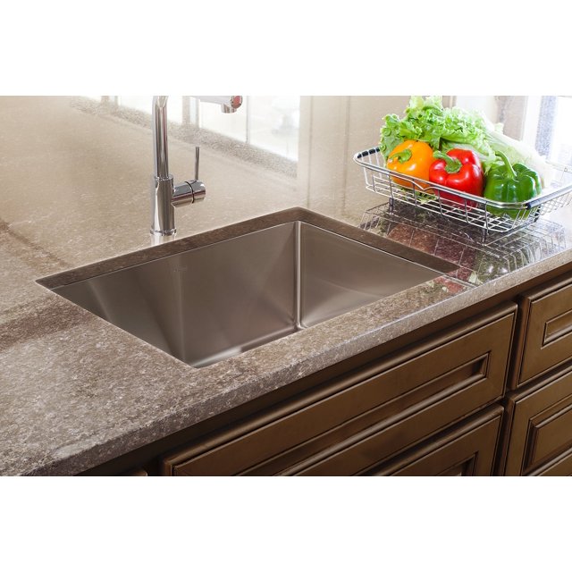 Franke HFS2522-1 Vector 25" Dual Mount Single Bowl 1-Hole 9" Deep Kitchen Sink with Fast-in Installation System, Stainless Steel