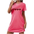 thumbnail image 1 of Pyjama Assorti Nuisette pour Femme Manches Courtes Vêtement de Nuit Confortable Chemises de Nuit Imprimées Col Rond T-Shirt de Nuit Robe de Sommeil Douce Coupe Ample Robe de Pyjama TTG, 1 of 3