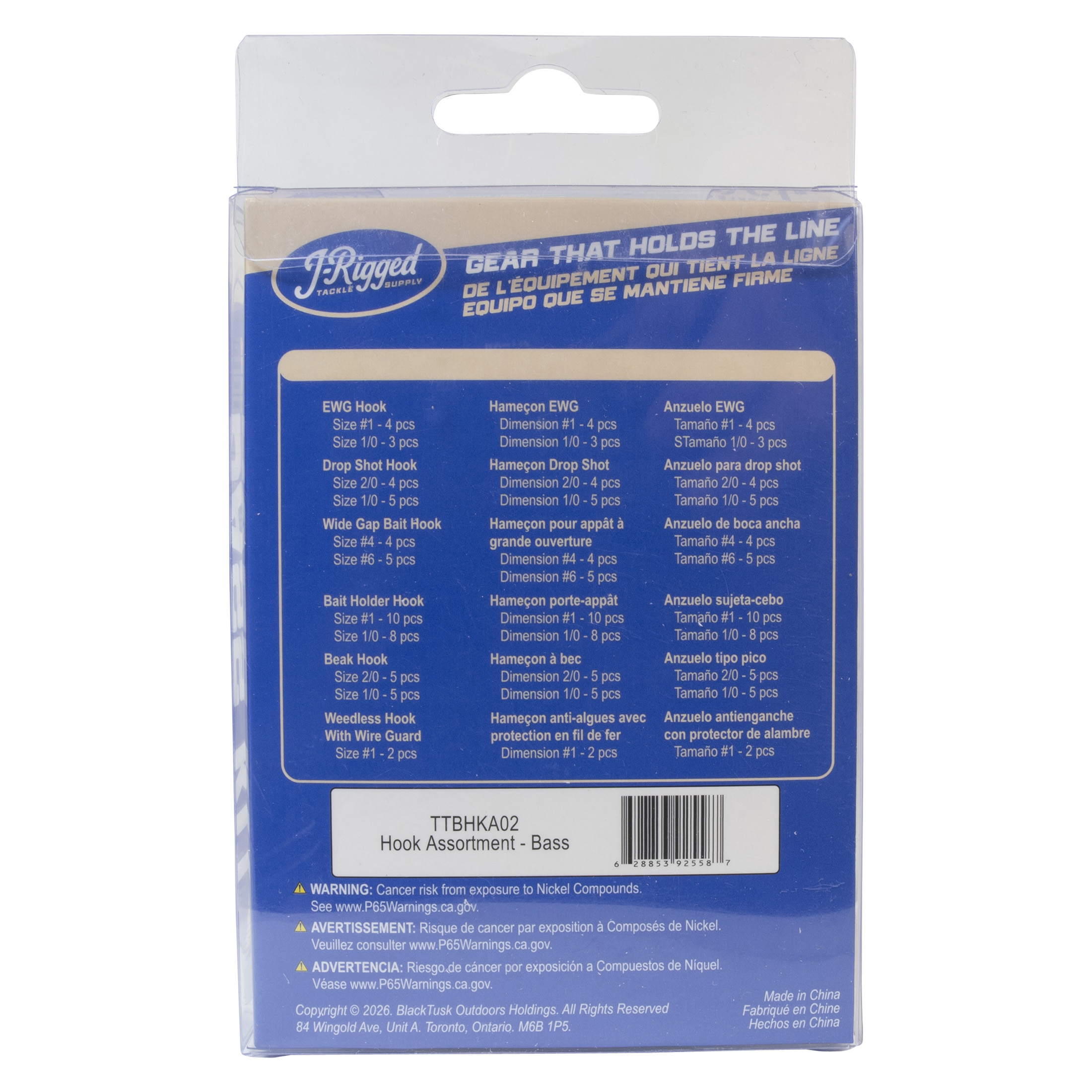 J-Rigged Tackle Supply Assortiment de crochets - Variété