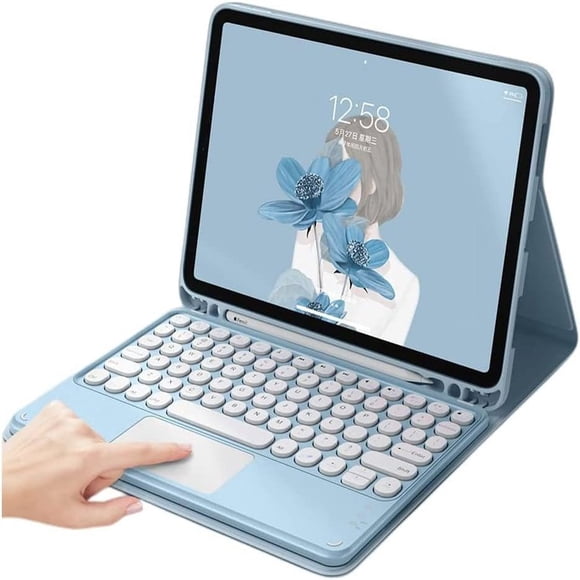 QUTETN Étui pour iPad Pro 12,9 2022 (6e Génération) avec Clavier Clavier à Pavé Tactile pour iPad Pro 12,9 Pouces 2022 6e/2021 5e/2020 4e Gén Clavier à Pavé Tactile Étui Clavier Détachable avec Stylo