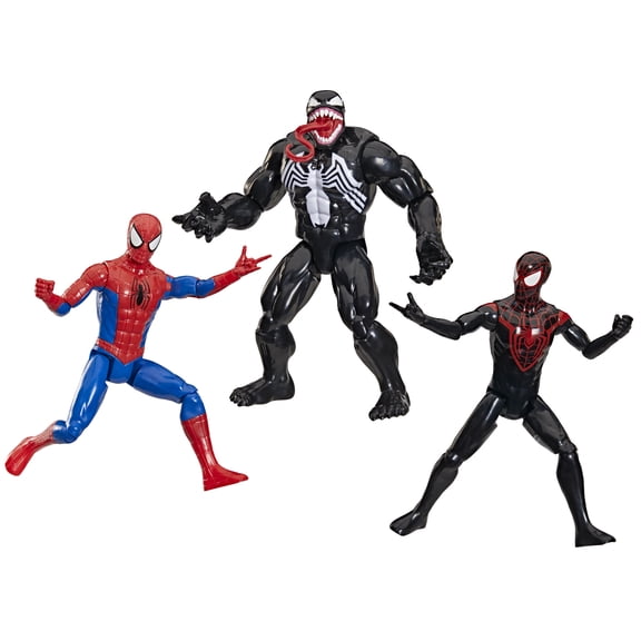 Marvel Titan Series Spider-Man, Venom, Miles Morales, pack de 3 figurines