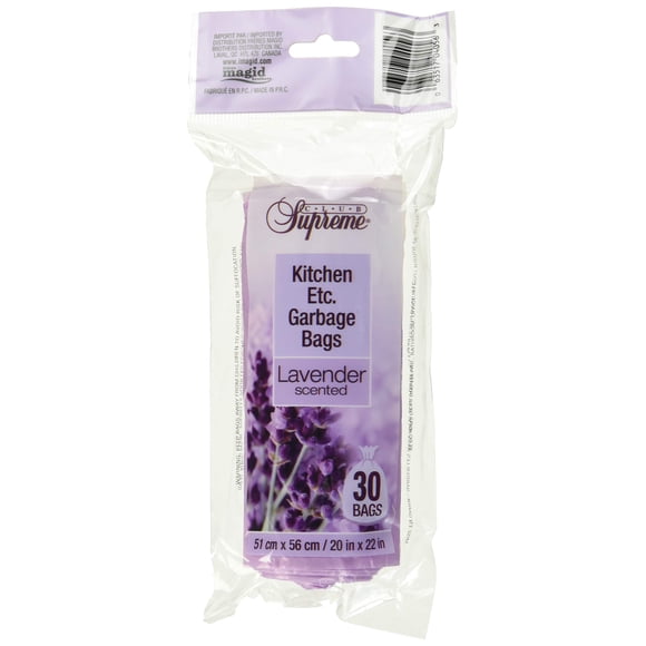 Club Supreme Lavender Scented Garbage Bags - Small Trash Bags Kitchen Etc 30 Units - 51 X 56 Cm/20 X 22 In