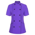 thumbnail image 1 of YONGHS Women's Short Sleeve Cross Collar Chef Coat Double Breasted Chef Jacket Kitchen Restaurant Work Uniform Purple L, 1 of 7